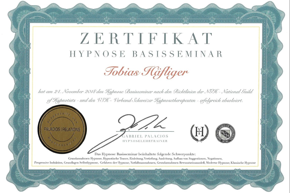 Zertifikat Hypnose Basisseminar VSH