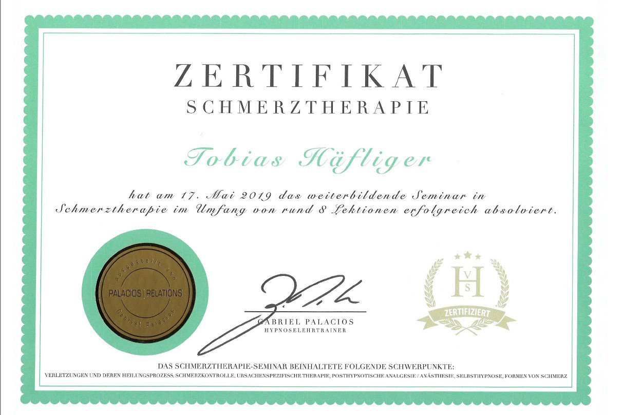 Zertifikat Schmerztherapie VSH