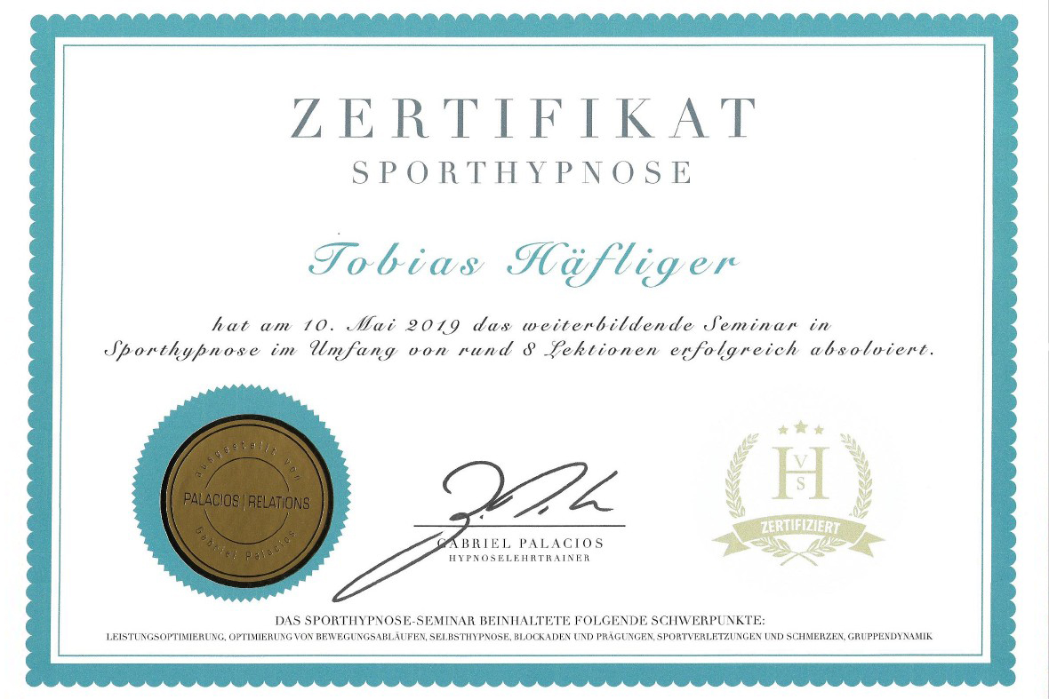 Zertifikat Sporthypnose VSH